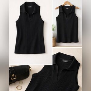 Black Sleeveless Ribbed Top